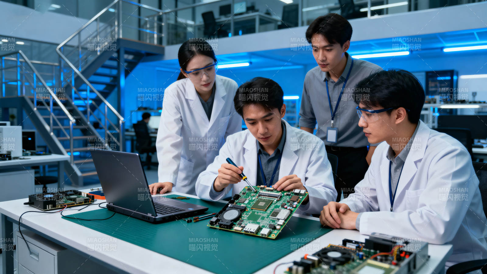 实验室团队研发电子设备图片