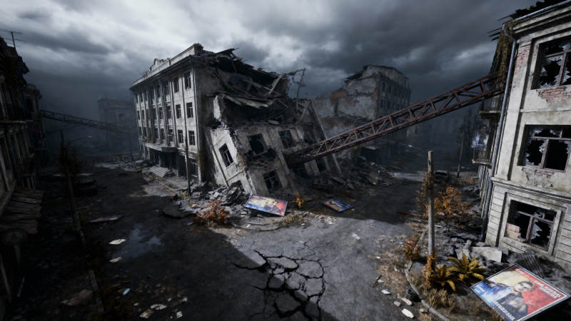 废墟中的城市景象图片