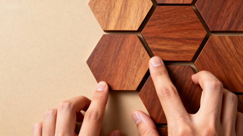 木制六边形拼图图片