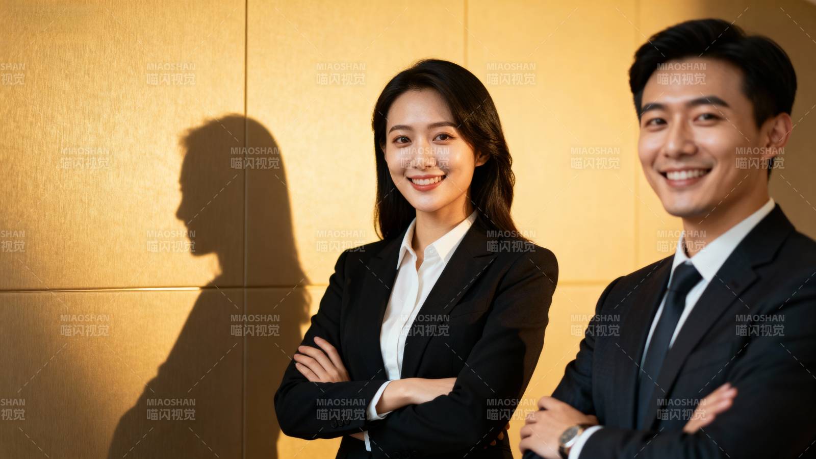 职场双雄 自信微笑图片