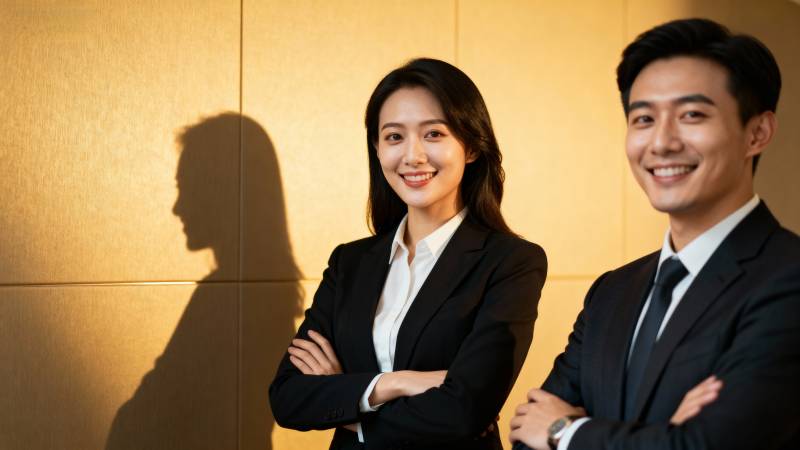 职场双雄 自信微笑图片