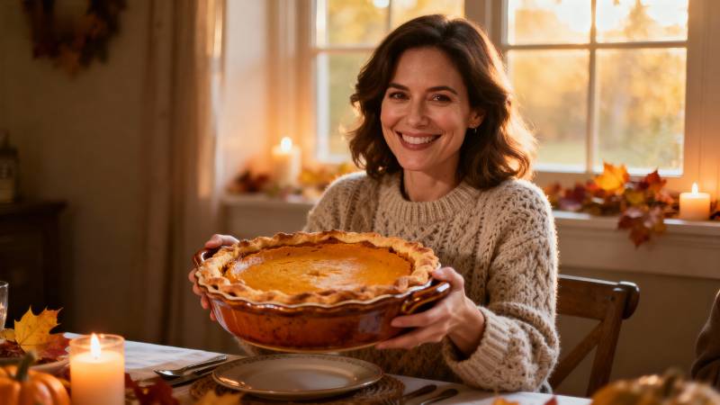 秋日暖阳下的南瓜派图片