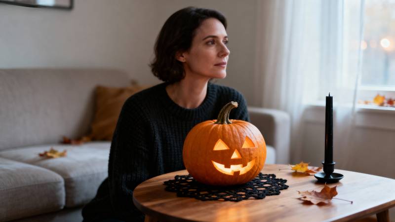 南瓜灯下的静谧时光图片