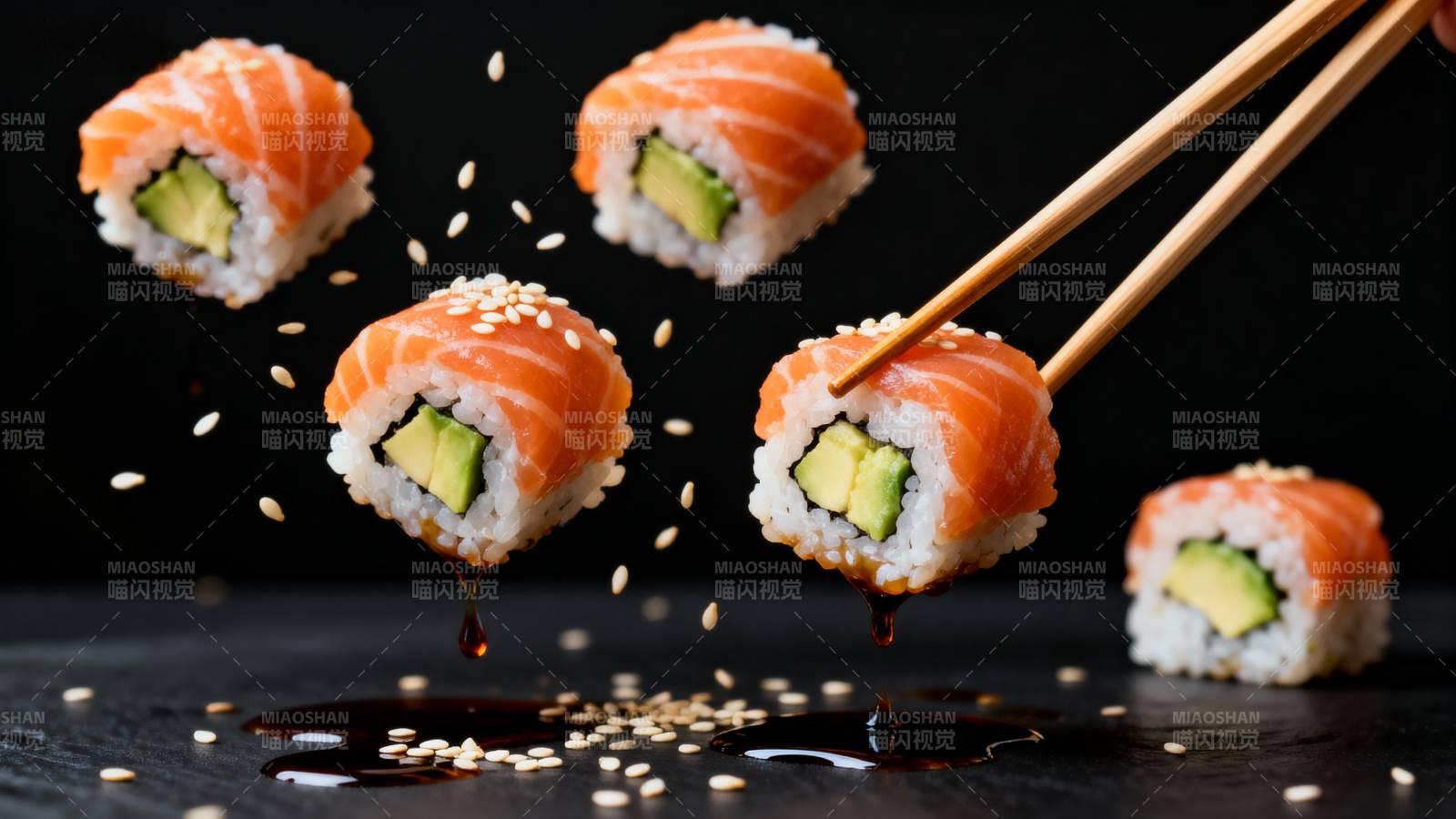 飞舞的寿司图片