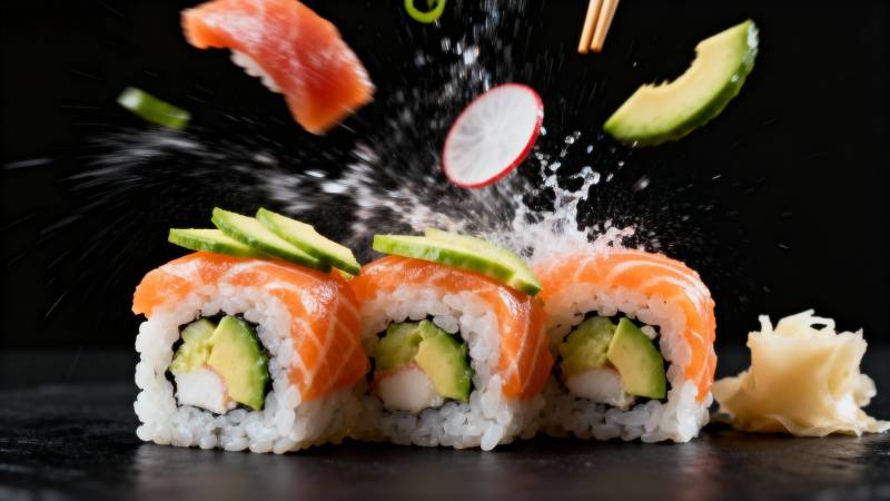 寿司飞溅瞬间图片