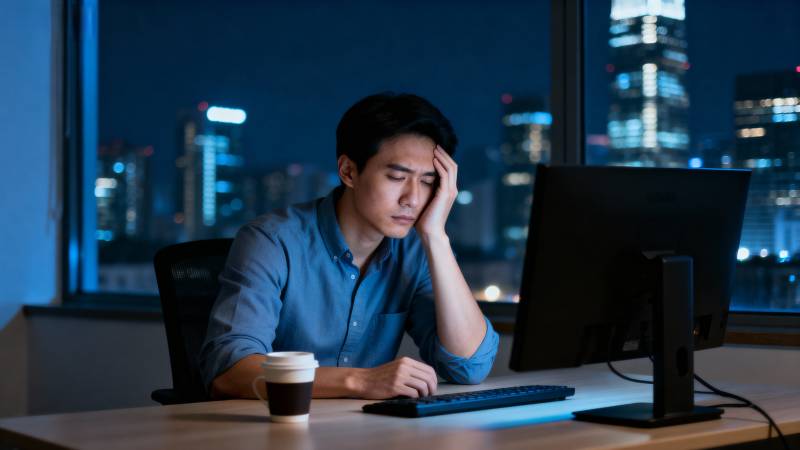 深夜加班的疲惫图片