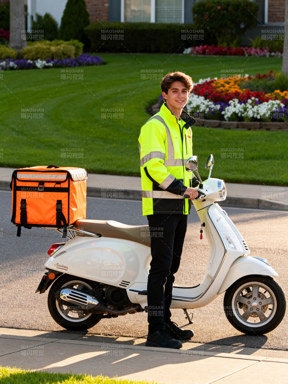 外卖小哥骑电驴图片