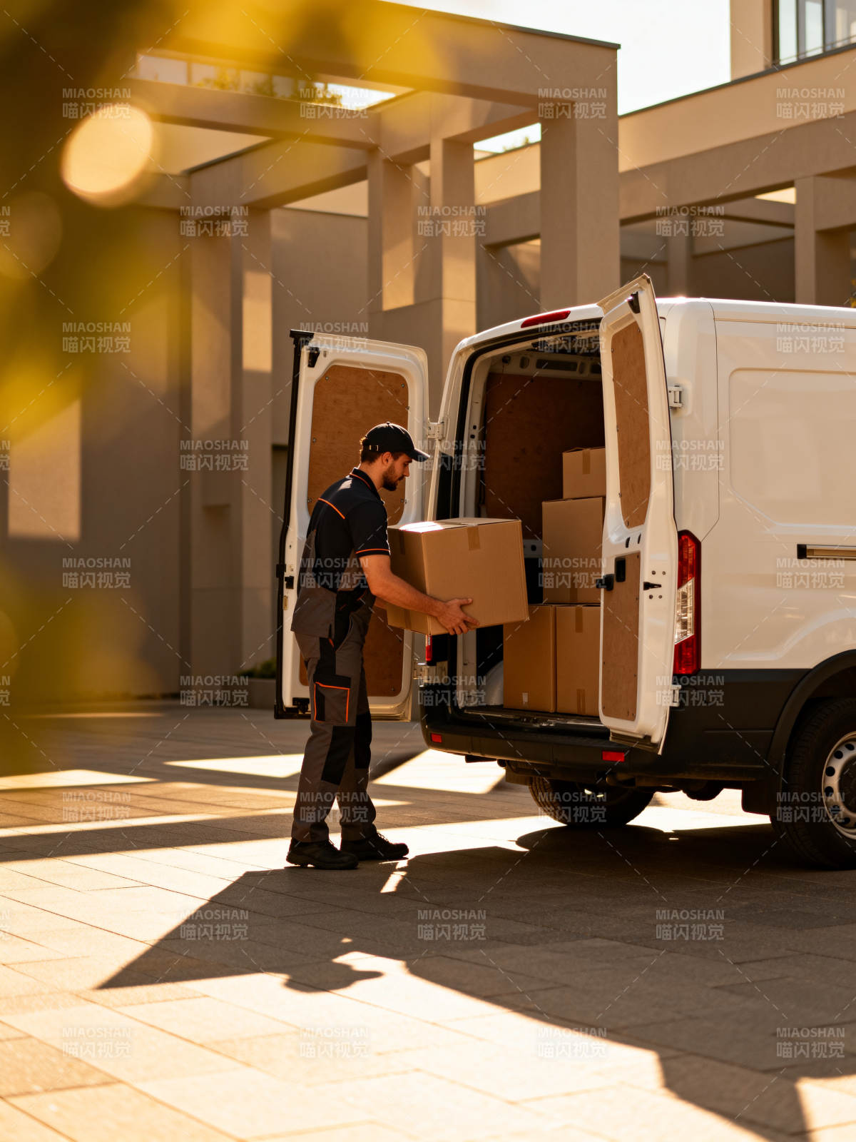 快递员装卸货物图片