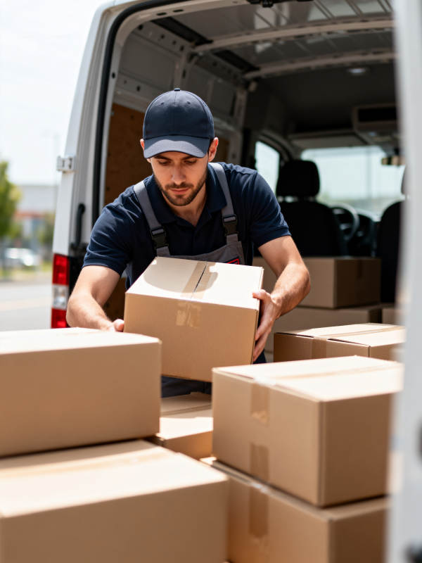 快递员装卸包裹图片