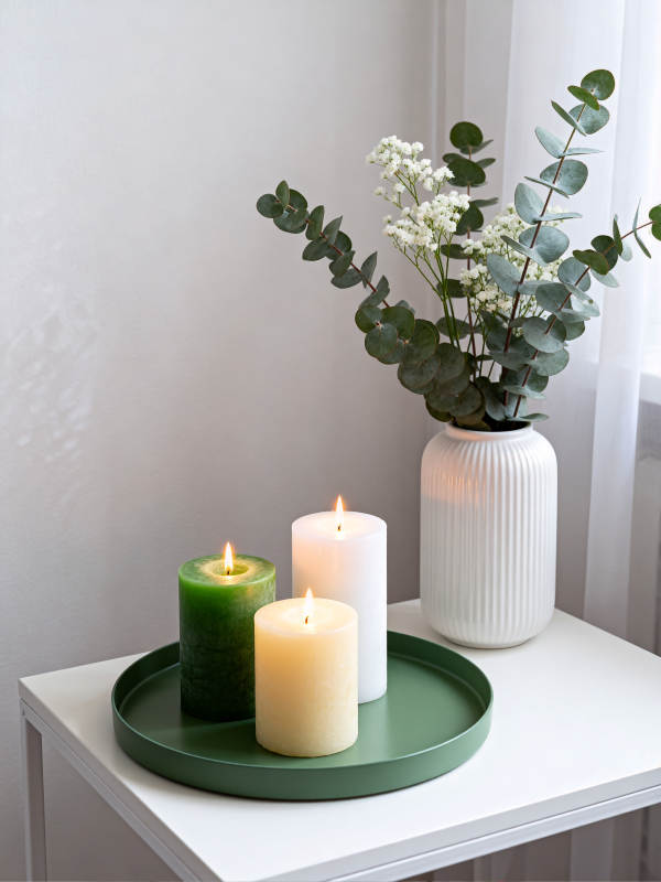 绿意烛光静谧角落图片