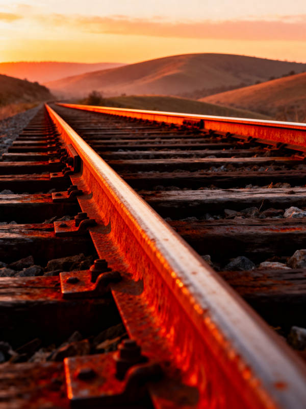 铁轨夕阳图片