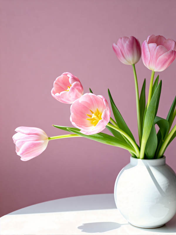 粉郁金香静谧绽放图片