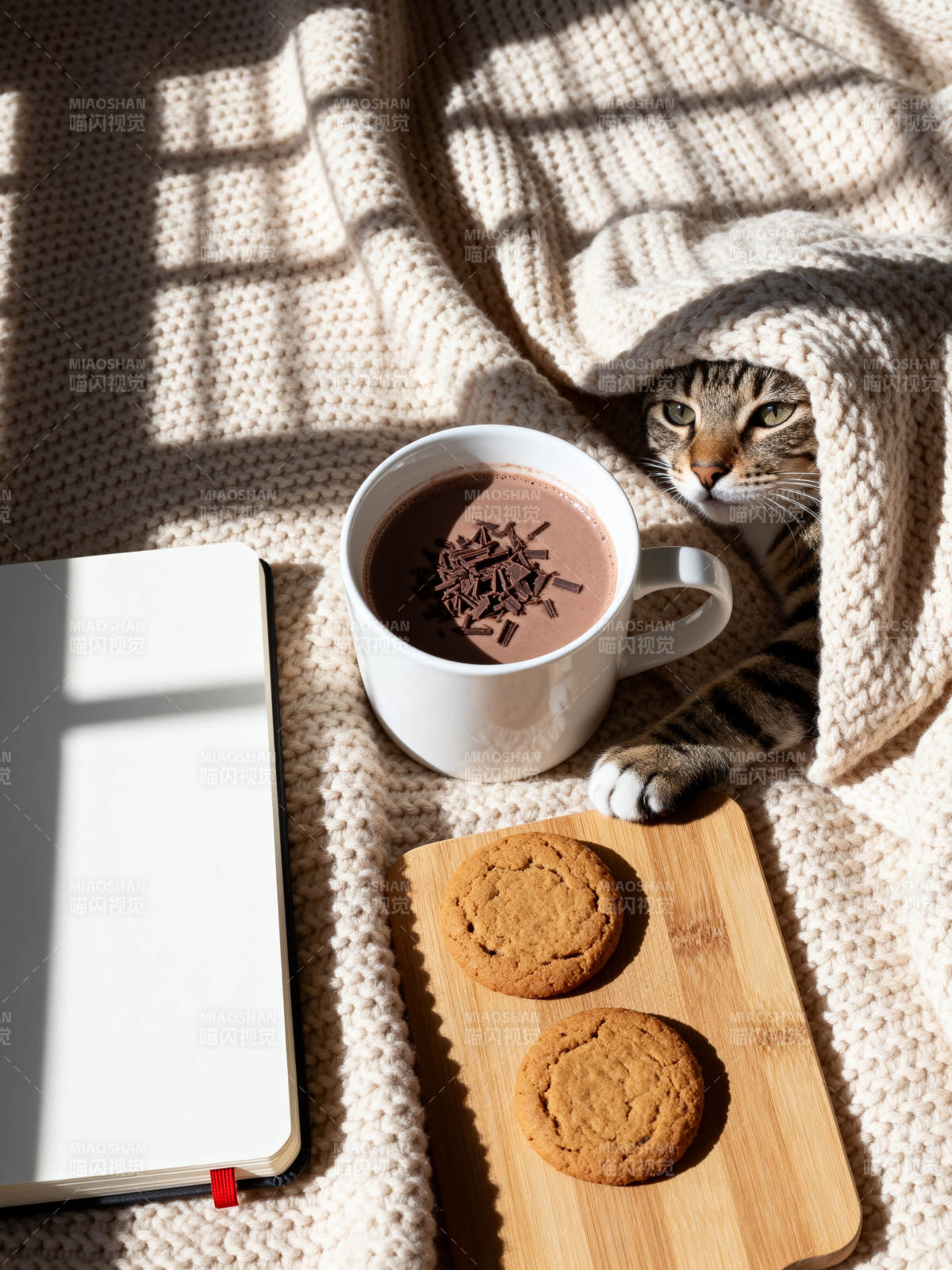 猫伴热可可与饼干图片