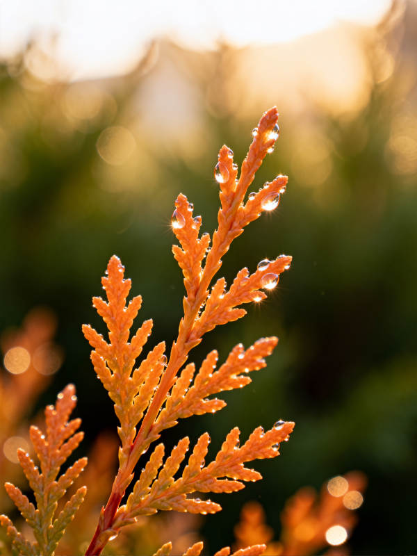 晨露轻缀橙枝图片