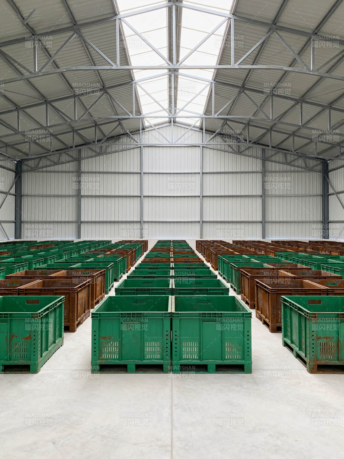 整齐排列的绿色货箱图片