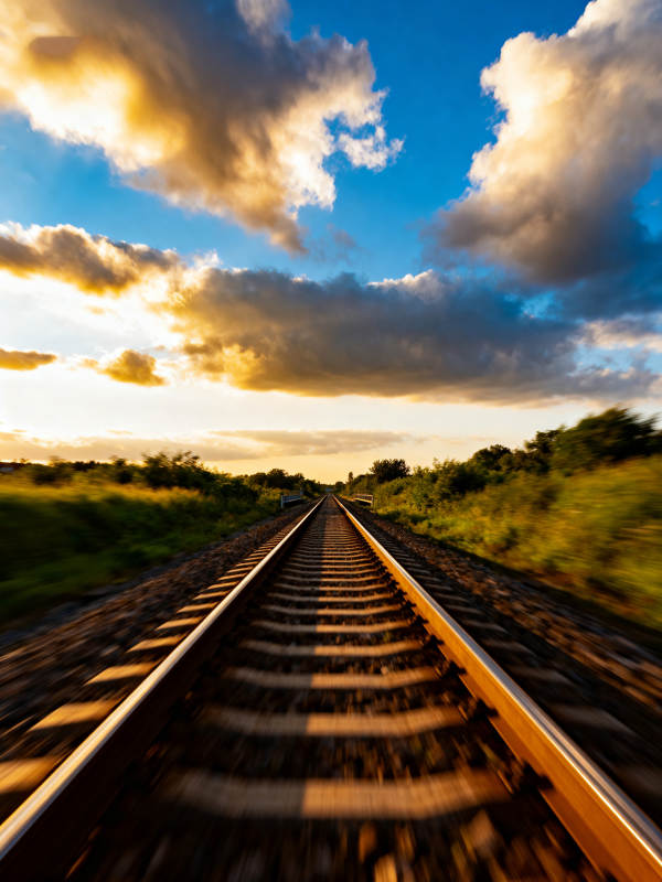 铁轨延伸向天际图片