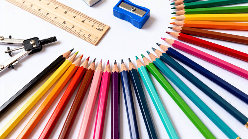 彩色铅笔与文具图片