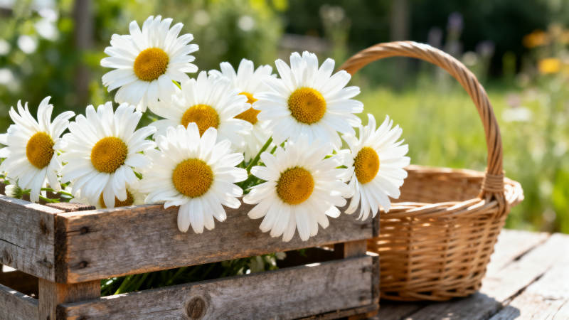 雏菊篮中绽放图片