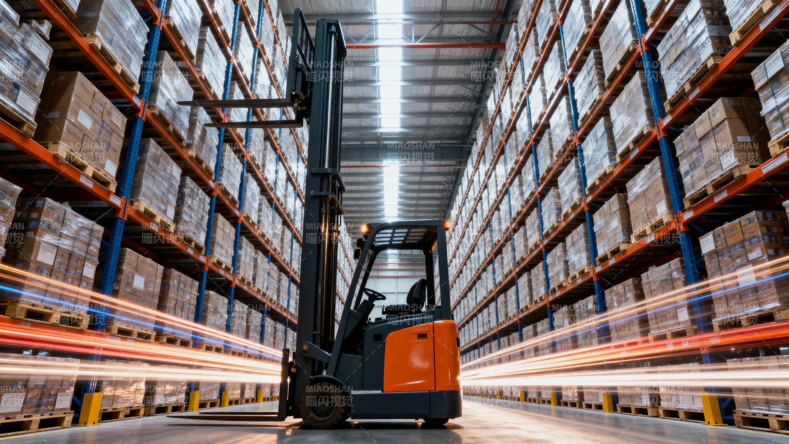 仓库叉车作业中图片