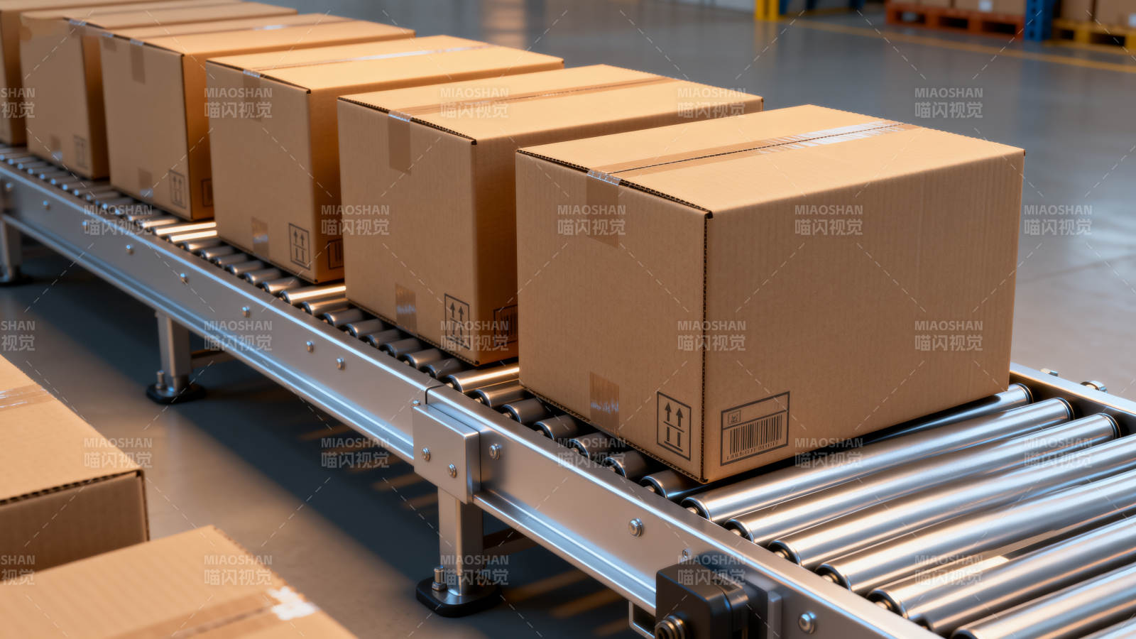 传送带上的纸箱图片