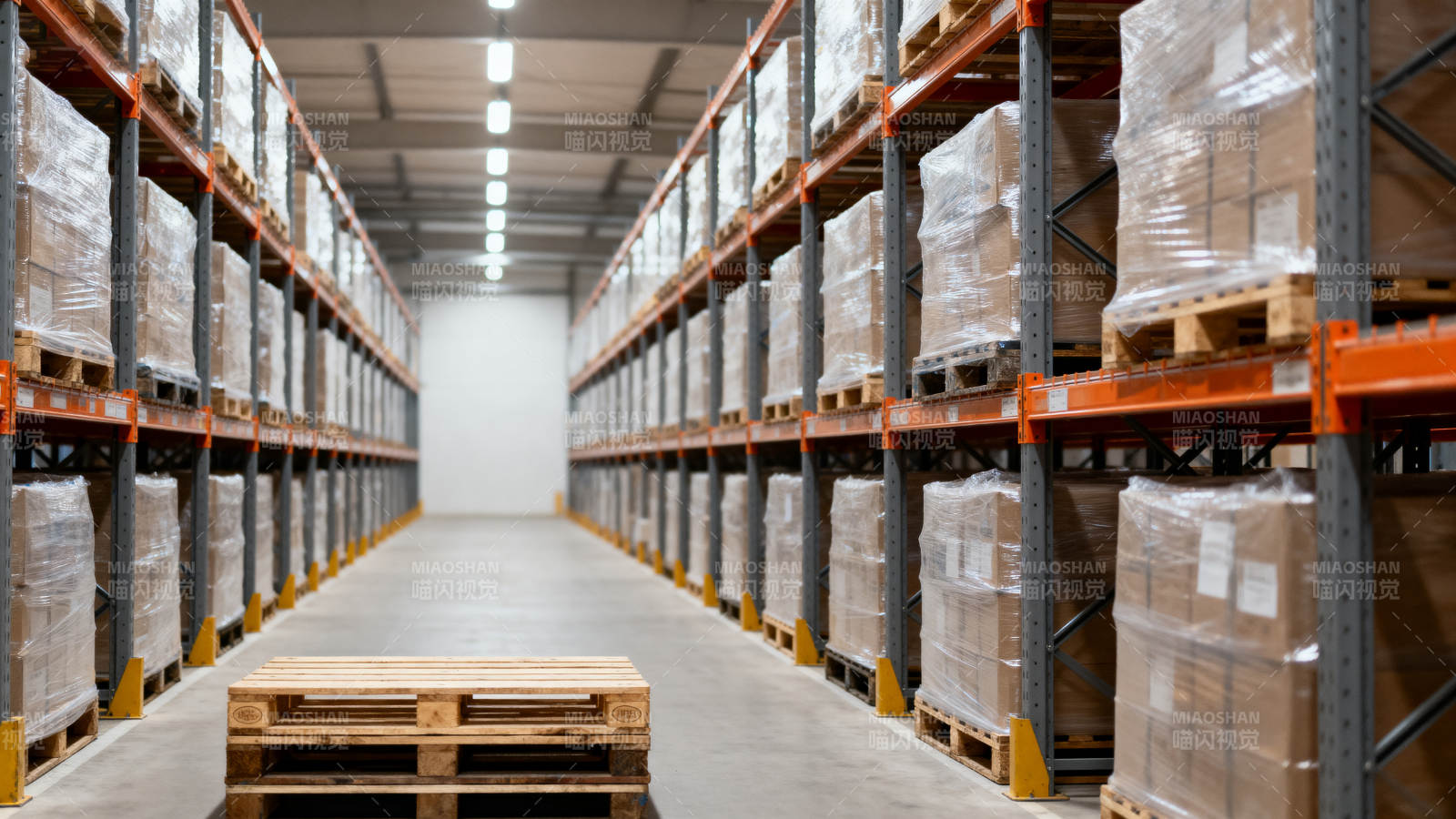 仓库货架整齐排列图片