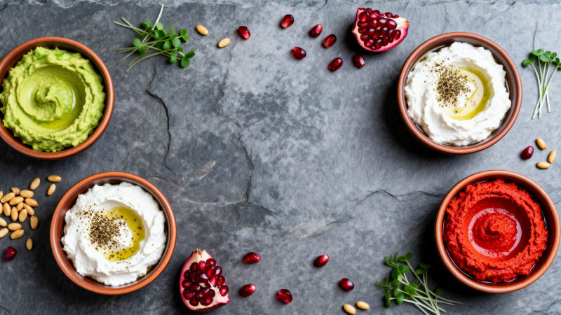 四款美味蘸酱拼盘图片