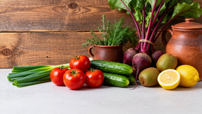 新鲜蔬菜水果拼盘图片