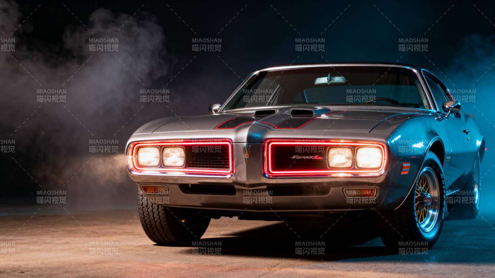 经典肌肉车夜影图片