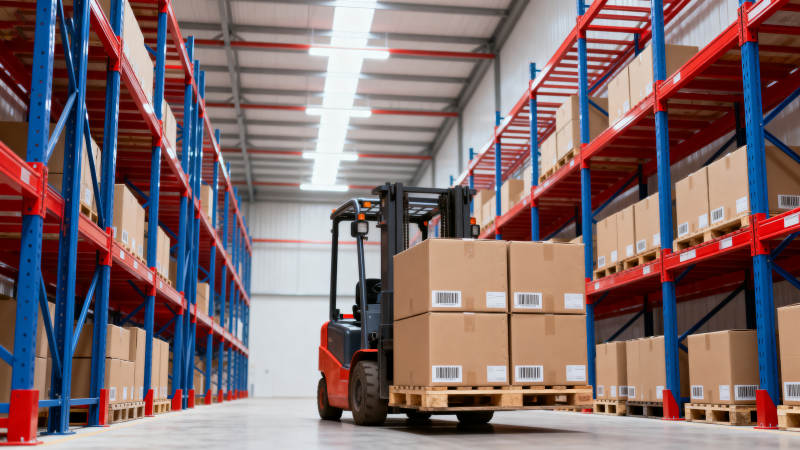 仓库叉车搬运货物图片