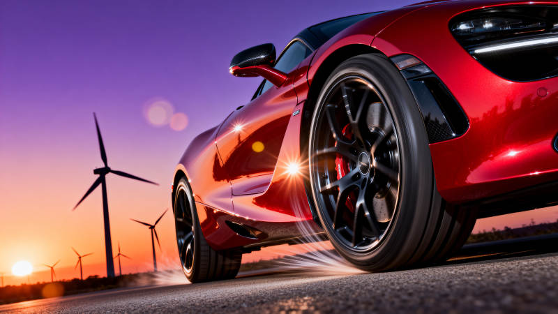 红色跑车驰骋风车间图片