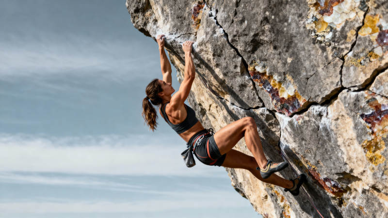 攀岩者挑战峭壁图片