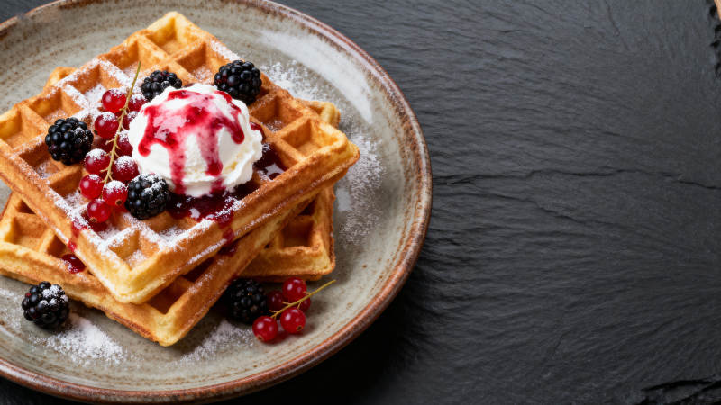 莓果奶油华夫饼图片