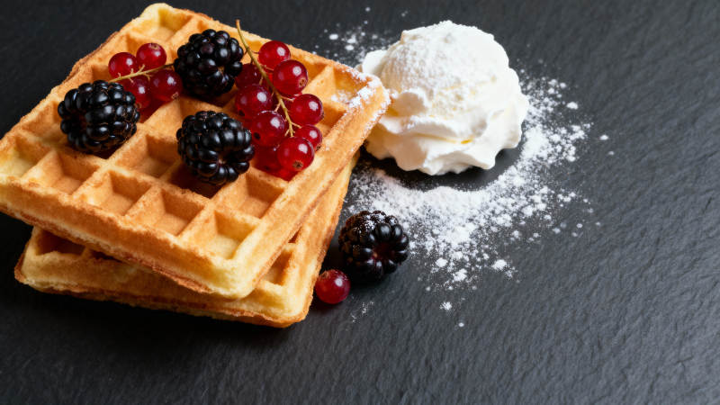 美味华夫饼配浆果图片