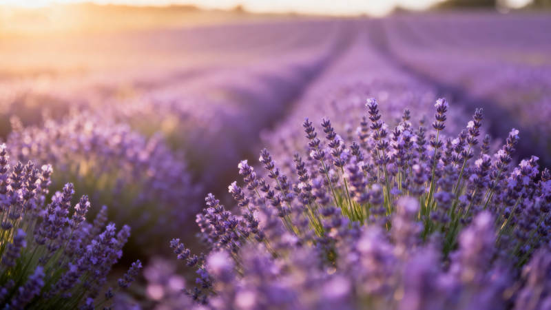 薰衣草田日落图片