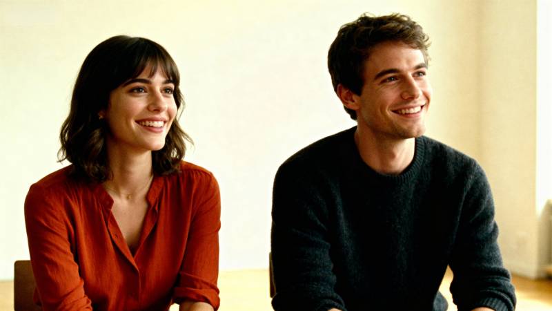 微笑情侣共度时光图片