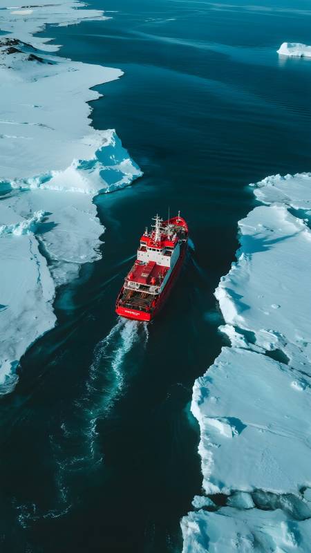 破冰船穿行极地图片