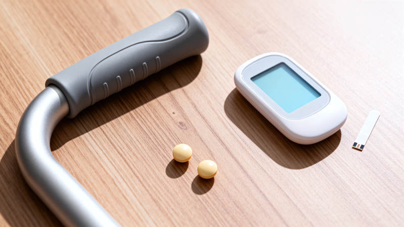 血糖仪与药丸图片