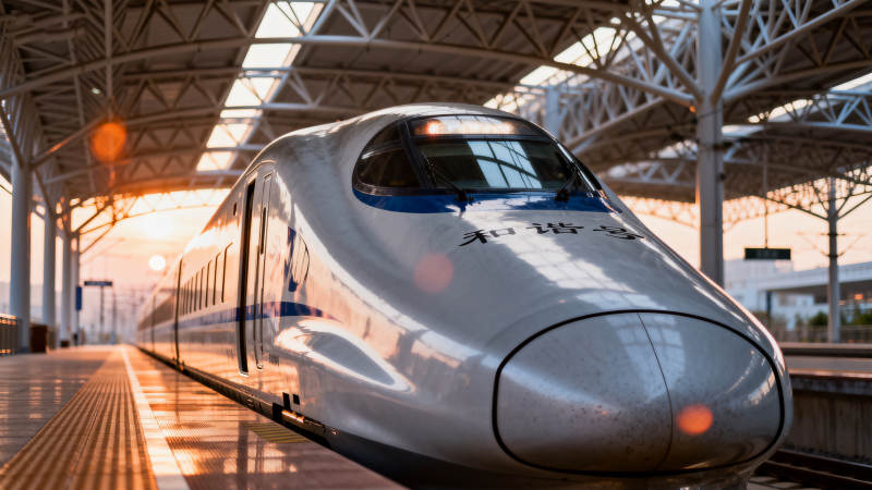 和谐号高铁进站图片