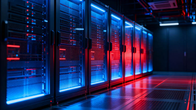 数据中心机房夜景图片