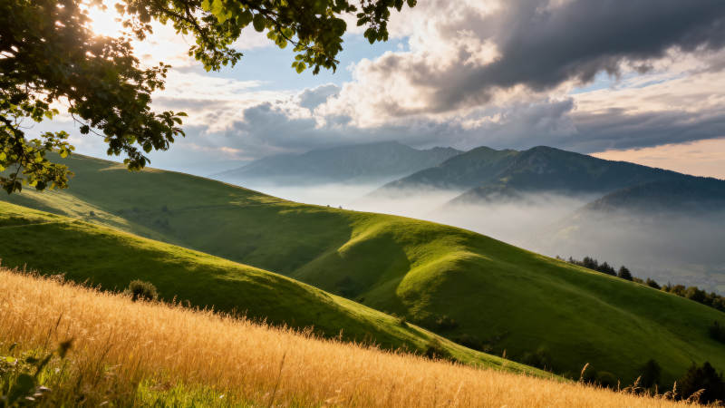 青山翠谷晨雾绕图片