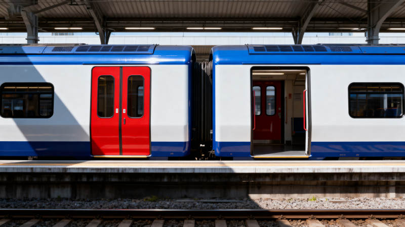 地铁站台停靠列车图片