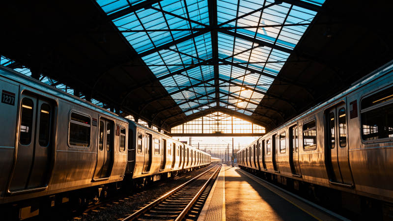 地铁站的清晨光影图片