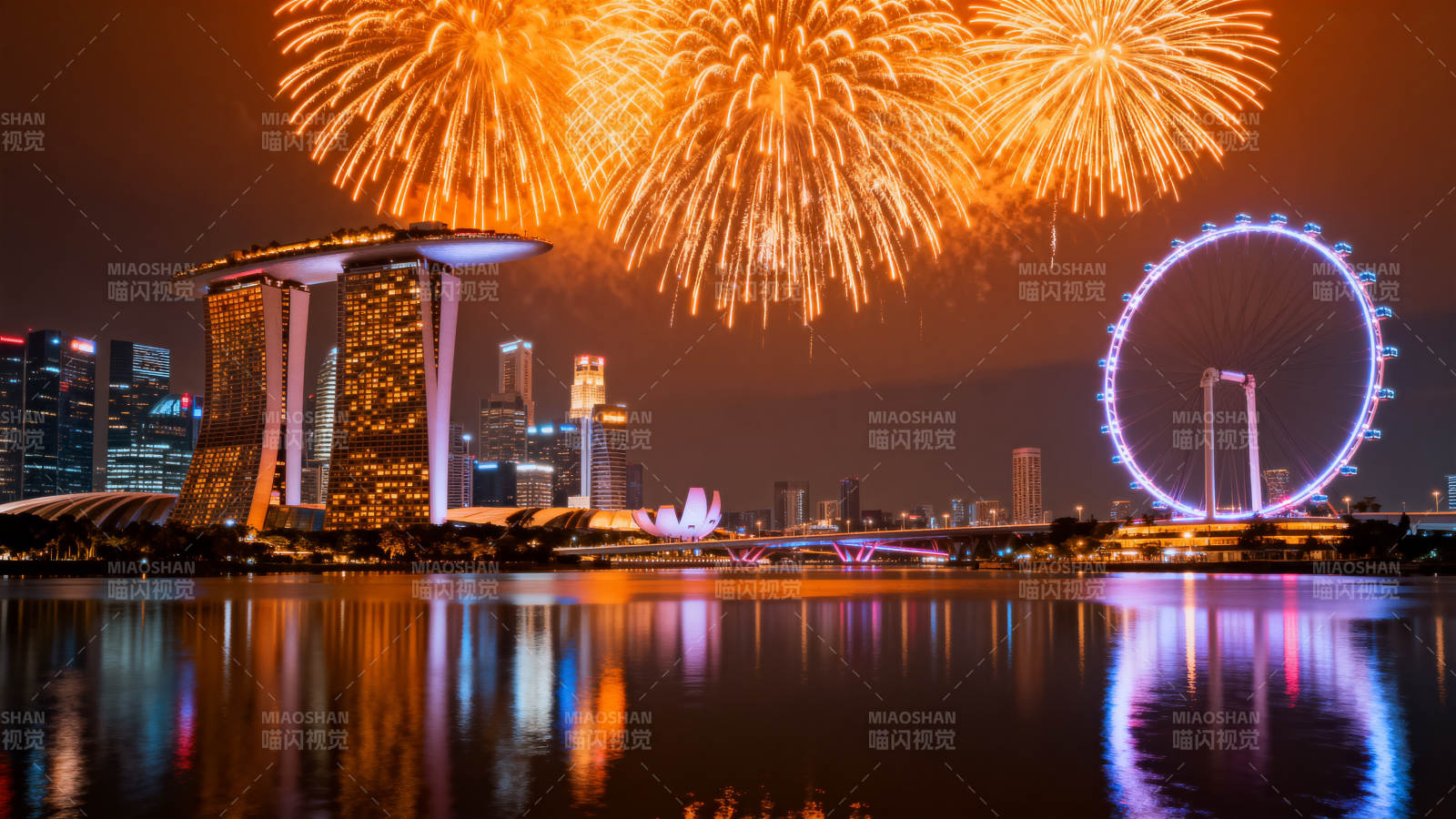 新加坡夜景烟花秀图片