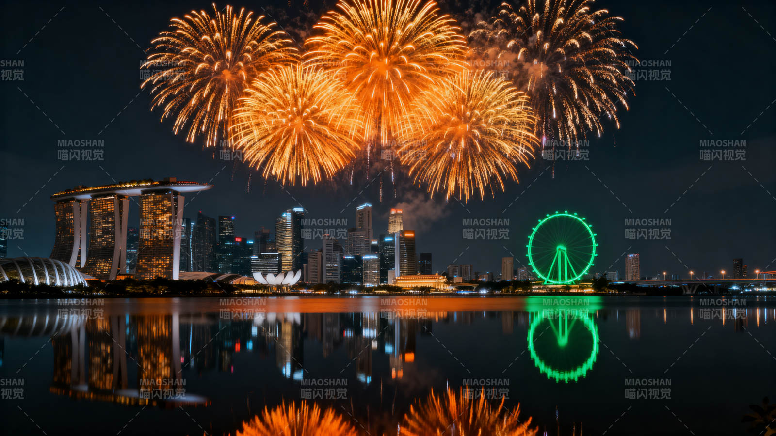 新加坡夜景烟花秀图片