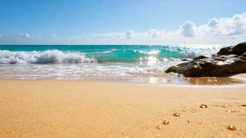 碧海金沙 浪花轻拍图片