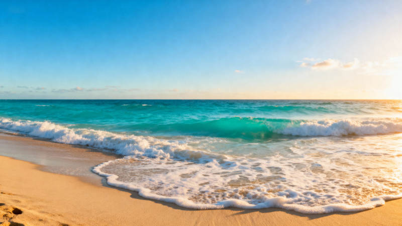 碧海蓝天沙滩美景图片