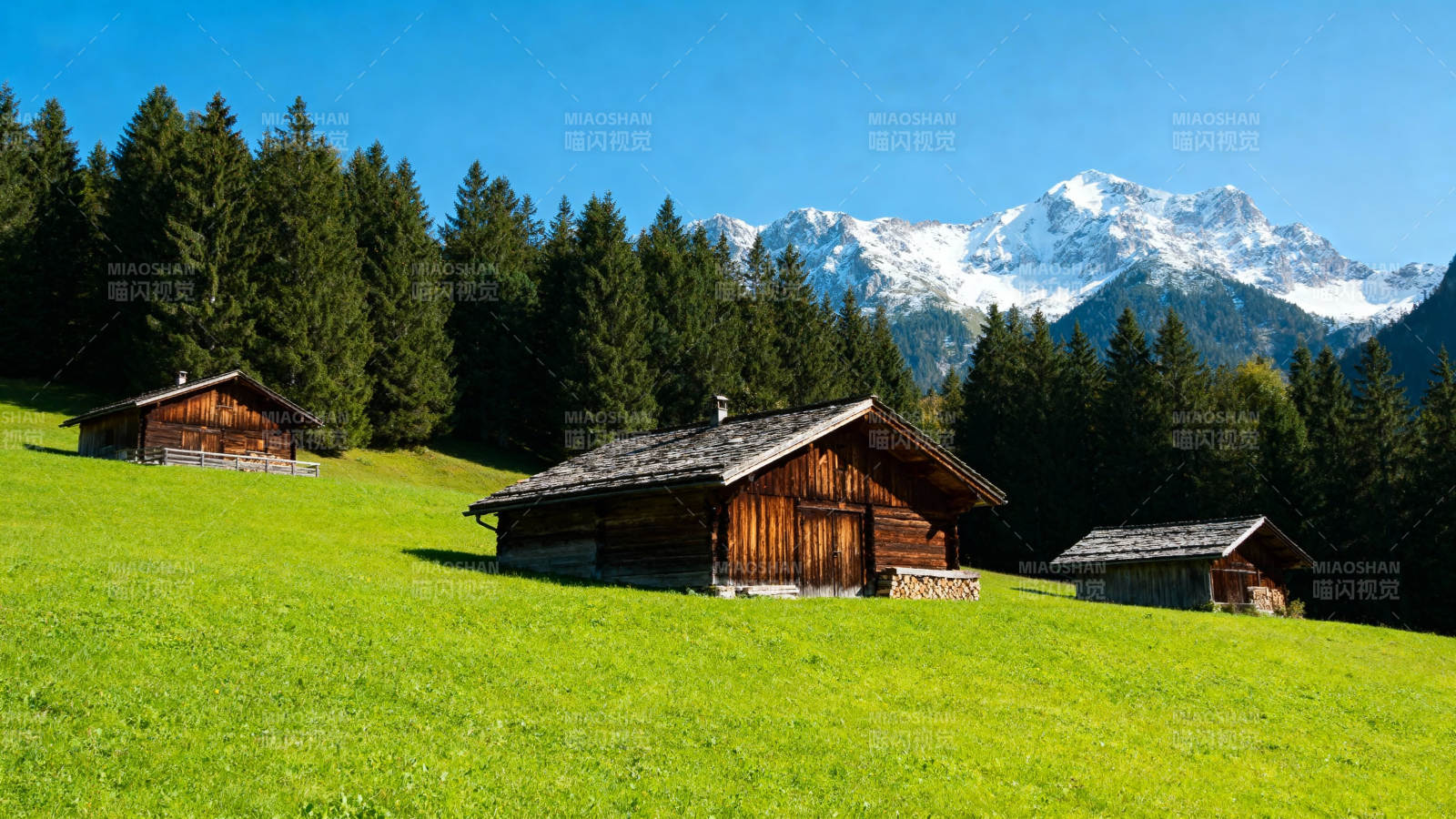 阿尔卑斯山间木屋图片