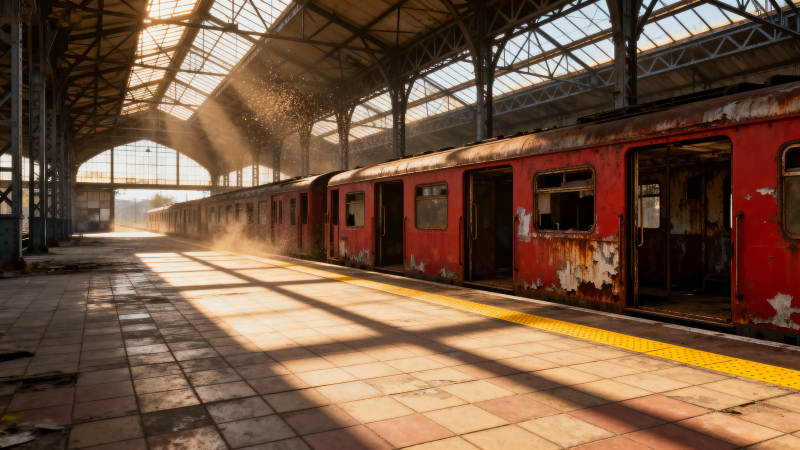 晨光中的车站图片