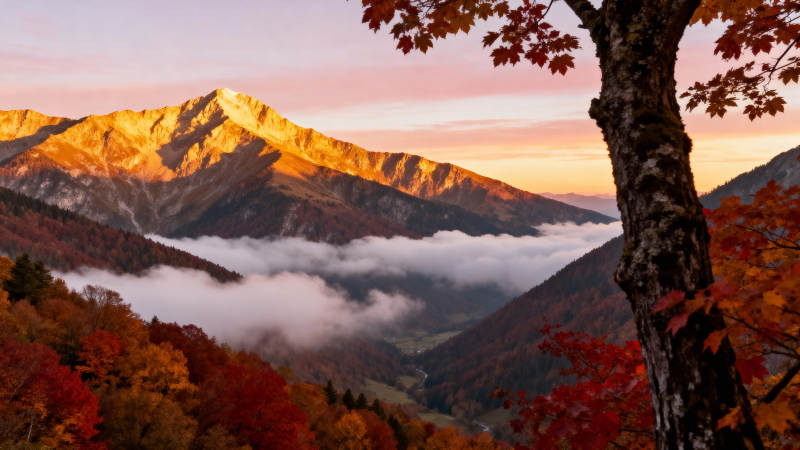 秋山云海日出图片