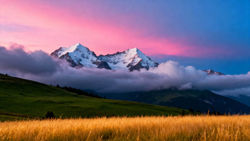 雪山日出云海图片